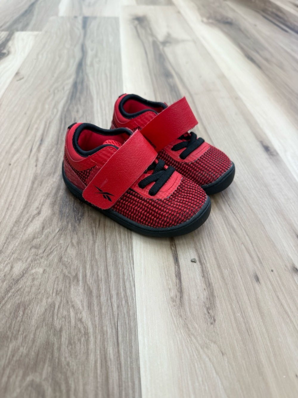 Reebok CrossFit Kids Red and Black Velcro Athletic Sneakers